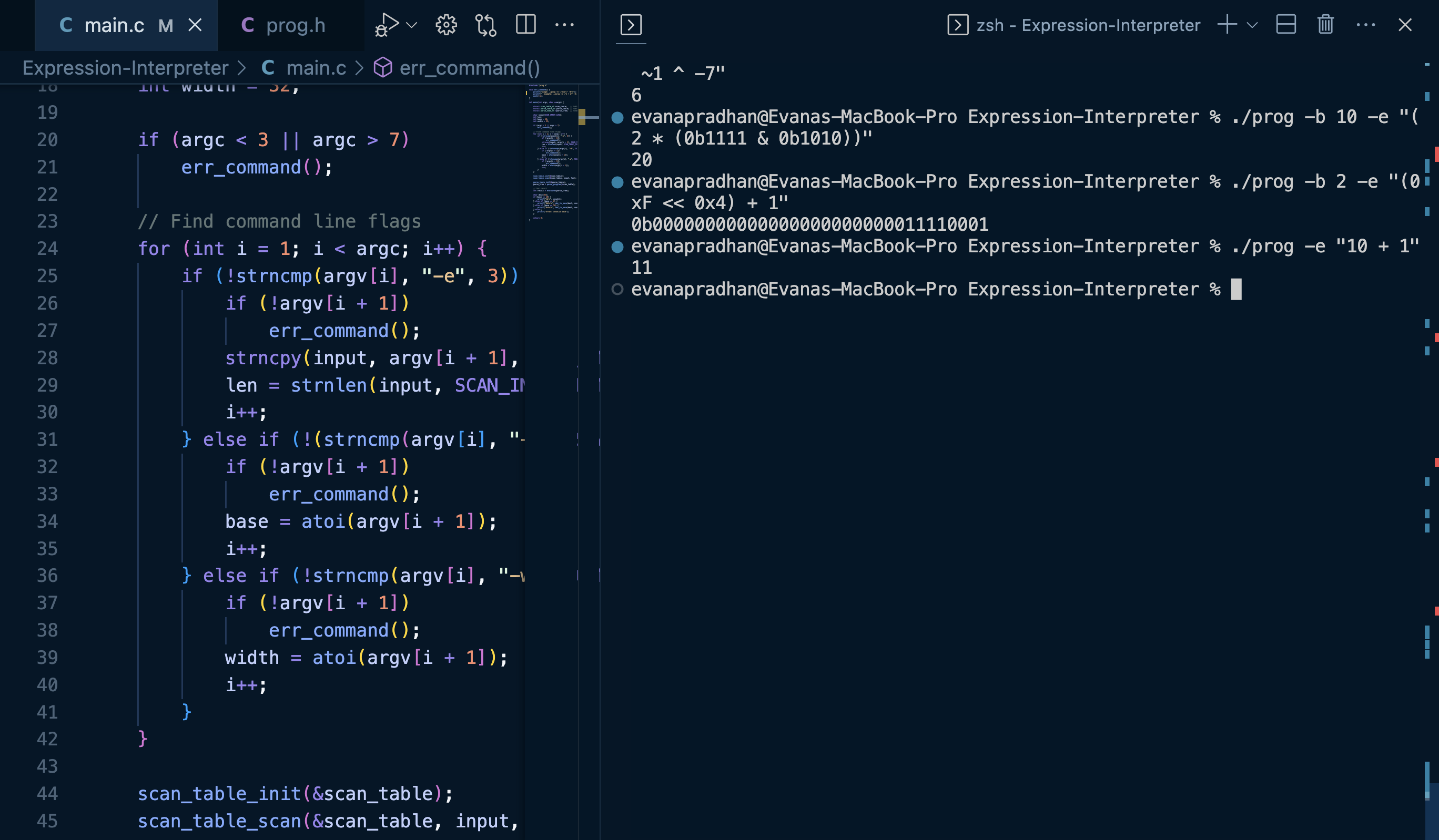 the expression interpreter screenshot